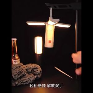 Đèn pin cầm tay cắm trại đèn gấp gọn đèn móc treo đa kiểu dáng ánh sáng vàng bảo vệ mắt đèn đỏ chớp nháy báo động