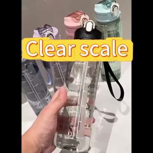 Water Bottle With Time Marker Leak Proof Sport Drinking Bottles Outdoor Sports Water Bottle With Straw Travel Kettle Fitness