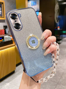 Honor 60 pro Full Cover Anti-Fall Silicone Soft Shell Case with Stand Luxury Fashion Womens Model Compatible Trendy Design