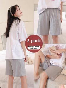 Ice Silk Womens Pajama Pants Shorts Womens Summer Thin High Waist Loose Large Size Gray Casual Home Large Trunks Half Length