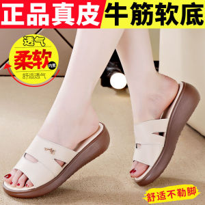 Soft Bottom Sandals Womens Outdoor Wear mid Heel Anti-Slip Cow Tendon Bottom Hole Hole Shoes Korean Style Thick Heel Rubber Sole