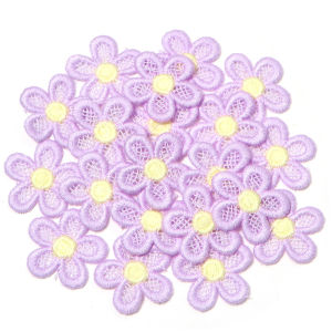 20Pcs 27mm Embroidered Applique Flower for Girl Clothes Hat Gloves Sewing Patches DIY Headwear Hair Clips Bow Decor Accessories