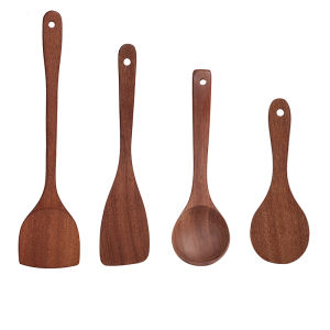 High-Temperature Resistant Wooden Spatula Long-Handled Utensils for Stir-Frying Non-Stick Pan Soup Spoon Rice Spoon Paint-Free