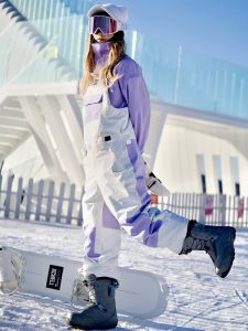 Veneer Strap Ski Pants Womens Veneer Double Board Waterproof Ski Suit Sweatshirt Mens and Womens Couple Ski Equipment