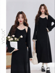 YOUXIANG | Bộ Đồ Đi Làm 2 Mảnh Màu Đen Mới Thu 2026