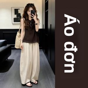 ZHENMANZI | Bộ Quần Áo Dáng Rộng Áo Không T Tay Quần Ống Rộng