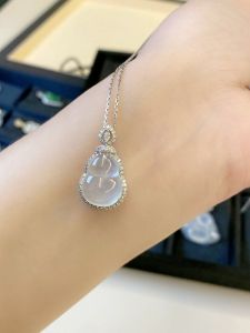 New Chinese Style Gourd Pendant Necklace Womens Fashion Jewelry S925 Silver Embedded Imitation Agate  out  Luck