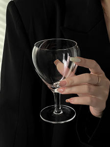 Retro High Footed Cocktail Wine Glass Waterdrop Shape Blow Glass Ice Cream Dessert Cup Nordic Style Transparent Crystal Glass