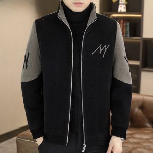 HENGYUANXIANG | Hengyuanxiang Mens Woolen Jacket Autumn Winter Thickened Stand Collar Gold Mink Velvet Casual Fashionable Youth Urban Style