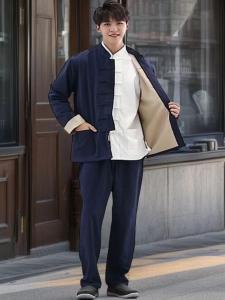 Spring & Fall Men Tea Clothes Retro Tang Suit Cotton and Linen Chinese Style Young and Middle-aged Tea Artist Costume Male Zen Suit Han Dynasty