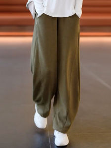 American Style Fleece Lined Thickened Sports Womens Wide Leg Pants Spring Autumn New Bananas Casual Straight Cut Trousers