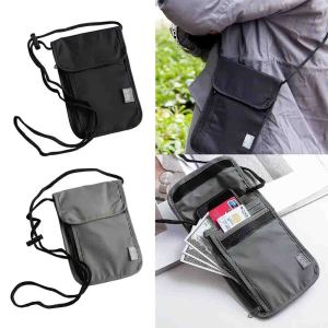 Waterproof RFID Nylon Storage Bag Travel Document Card Passport Bag Neck Wallet Money Document Card Passport Pouch Storage Bag