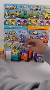 【Toys Island】Reverse Transformation Team 4pcs set of Pull-Back Car Toys Gift