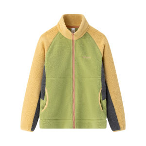 JOLLY BEAN | Color Block Spliced Stand-up Collar Fleece Girls Outerwear