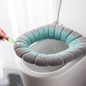 WARM ฝาครอบที่นั่งชักโครกพร้อมที่จับหนาถัก O ประเภท Universal ห้องน้ําล้างทําความสะอาดได้เบาะห้องน้ํา Nearestool MAT Pad COVER