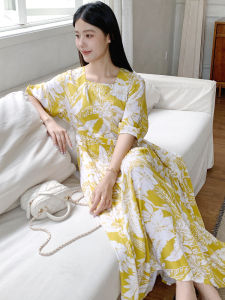 Loose Large Size Artificial Cotton Dress Summer New Style Sun Protection Outdoor Wear Silk Cotton Skirt Long Hanging Meat Covering