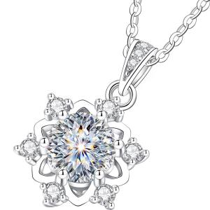 East Beauty | Dây Chuyền Hình Tuyết Bạc Sterling 999 Với Moissanite 1 Carat