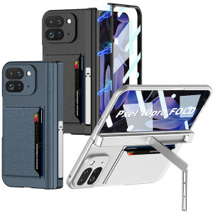 for Google Pixel 10 Pro Fold Wallet Case with 2 Cards Holder All-Inclusive Case with Kickstand Screen Protector Hinge Protection Hard Plastic Shockproof Protective Case for Pixel 10 Pro Fold cover