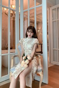 ZY·HT Summer Vintage Printed HanFu Cheongsam For Women 2024 New Dress Chiffon Floral Split Ends Wrap Buttock Slim Midi Pony QiPao Vintage Dinner Dress 4142 eravogue