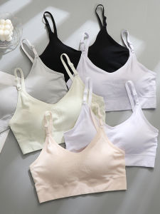 Nylon Material Pure Color Full Cup Bra for Adolescent Girls Fixed Strap Vest Style Underwear for School Uniforms