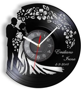 Anniversary Custom Number 5 Years Vinyl Record Wall Clock with LED Color Changing Light Wedding Marriage Wedding Wall Hanging Silent Quartz Watch Gift Living Room Decor