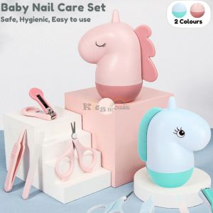 Baby Nail Care Set with Cute Case Baby Nail Clippers Scissors Nail File & Tweezers Baby Manicure Kit and Pedicure kii for Newborn Infant Toddler Unicorn Design