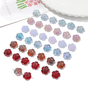 10Pcs 14mm Colorful Crystal Glass Cherry Blossom Flower Beads Charm for Earring Necklace Bracelet DIY Jewelry Craft Making