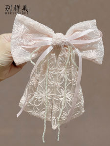 กิ๊บติดผมโบว์ผีเสื้อผ้าตาข่ายสายโซ่ไข่มุก กระดูกงูสปริง กิ๊บติดผม ตกแต่งหัว หวาน สไตล์สาวน้อย แฟชั่น