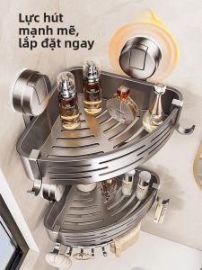 NIGESI | Suction Cup Wall-mounted Storage Rack Triangular Basket No Drilling Required