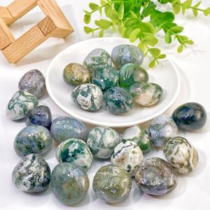 Natural Crystal Moss Agate Irregular Polishing Mineral Specimen Reiki Healing Tumbled Stone Aquarium Home Decor