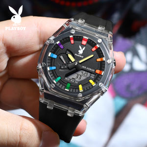 Playboy Watch For Men Waterproof 2023 Original New Fashion Silicone strap LED Chronograph luminous Relo