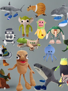 Plush Doll Toy Stick Man Boy Variation Monster Shark Sahur Static Animal Model Simulation Plaything for Boys And Girls