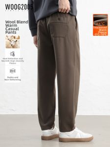 WOOG2005 | Thickened Warmth 450g Wool Pants Men Elastic Waist Fall Winter