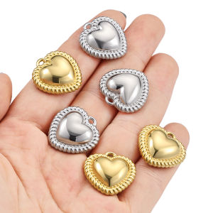 Polished Stainless Steel Retro Heart-shaped Pendant diy Jewelry Necklace Bracelet Accessories 18k Gold Love Charms