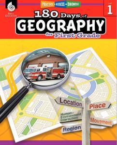 180 Days of Geography Worksheet with Answer Keys for Grades 1-6, 210 Pages of Comprehensive Lessons