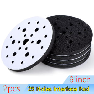 2Pcs 25 Holes Soft Sponge Interface Pad 6 Inch 150mm Sanding Pads Backing Disc Hook & Loop Sanding Discs For Polisher