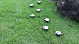 4Pcs Solar Paw Print Pathway Lights - Dog Claw Shaped In-Ground LED Lights for Lawn Garden Yard & Courtyard Decoration Warm W