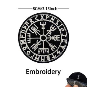 Viking Compass Fabric Applique Embroidered EmblemViking Berserker RuneThe Warrior Of Norse PVC PatchesMilitary Tactical Badge