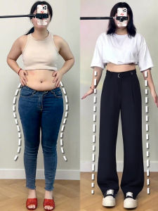 Quần Âu Ống Đứng Màu Đen Cho Nữ Dáng Quả Lê Mùa Xuân Quần Dài Thường Ngày Cỡ Lớn Chất Liệu Polyester Mới Cao Cấp