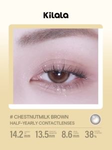 Kilala Color Contact Lens 6 Months Contact Lens 38% 14.2mm Chestnut Milk Brown/Whiskey Brown/White Peach Brown Contact Lenses with Power 2Pcs