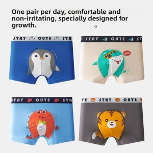 Miiow | Pure Cotton Boys Underwear Childrens Developmental Stage Comfortable Flat Angle Pants Breathable Anti-Bacterial Innerwear