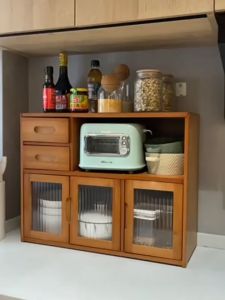 Bamboo Kitchen Storage Cabinet Bamboo Desktop Storage Cabinet 2/3D Seasoning Storage Rack Bowl and Dish Storage Cabinet