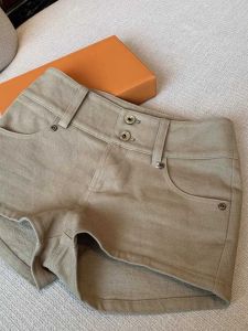 Quần Short Bó Sát Cạp Cao Màu Kaki Cho Nữ Mùa Xuân Hè 2025 Quần Ống Đứng Ống Đứng Thường Ngày Mới