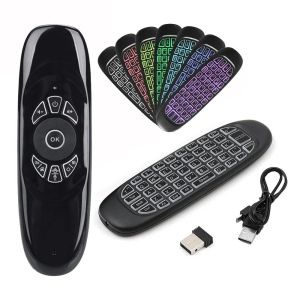 kebidumei | C120 RGB Backlight Fly Air Mouse Gyro Sensor Wireless 2.4G RF Keyboard Remote Control For Android Smart TV Box