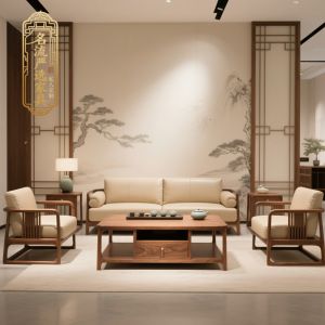 New Chinese Style Sofa Set Black Walnut Solid Wood Living Room Reception Furniture Sample Room Traditional Aesthetic Design