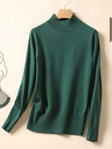 SHEBU | Retro Japanese Style Half-high Neck Knitted Sweater Green