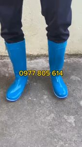 (ủng nữ) Ủng lao động Hoa San size 38-42 màu xanh đế xanh cứng ủng nữ mã 017 ủng bảo hộ lao động ủng đi mưa