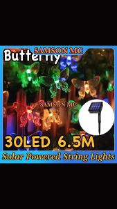 Butterfly String Lights Solar Powered Waterproof 6.5m 30 LED Lights Garden Party Table Indoor Bedroom Decorations