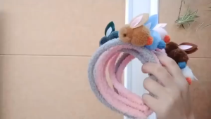 TAIYO Bando Ikat Jepit Rambut Kelinci Bondu Headband Tie Hairpin Rabbit Bulu Lembut Aksesoris Anak