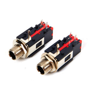 EELHOE | [NC]2Pcs 6.35mm Audio Headphone Jack 1/4 inch 5 Pin Audio Microphone Female Socket Panel Mount Solder Conenctor[NC]